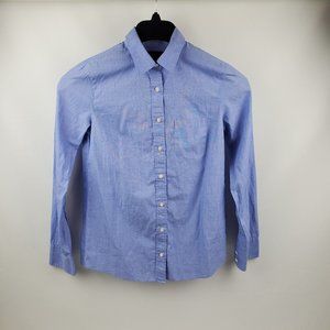J Crew Boy Youth Shirt Long Sleeve Front Pocket Button Up Blue Size 00 Cotton
